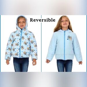 NWT BLUEY Puffer Jacket Coat Girls Size 4T Disney Winter Hoodie Bingo Unisex